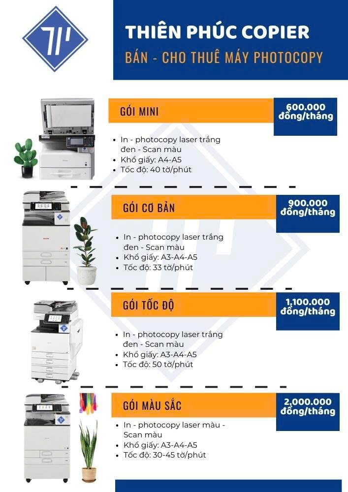 các gói cho thuê máy photocopy tại long an