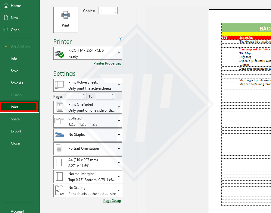 cách in nhiều sheet trong excel trong 4 bước