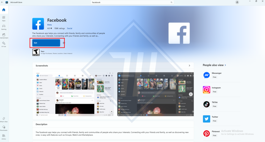 Tải Facebook về máy tính bằng Microsoft Store 2