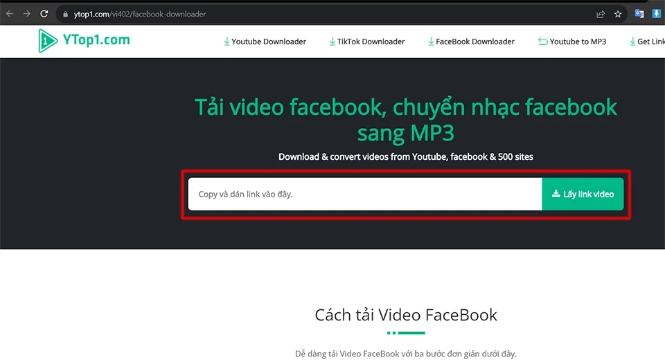 tải video Facebook về máy tính bằng YTop1