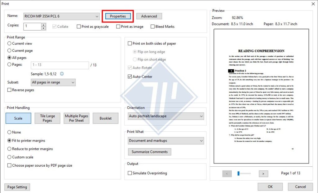 hướng dẫn cách in ngang khổ giấy a4 trong pdf​