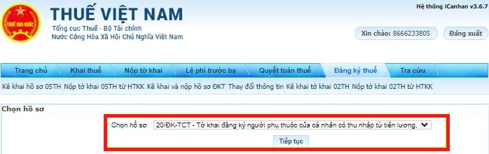 thời điểm đăng ký người phụ thuộc
