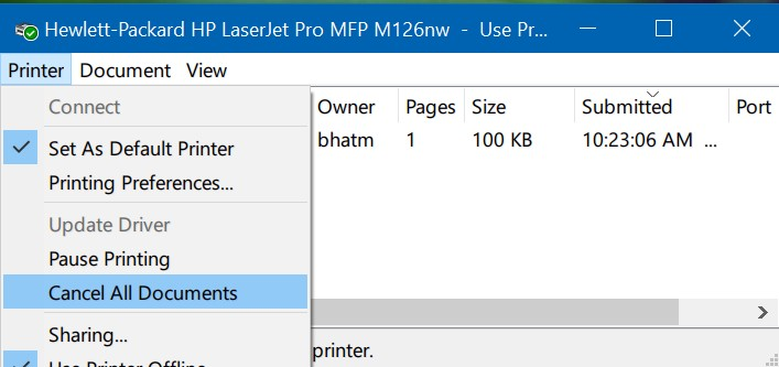 Xóa lệnh in tồn đọng trực tiếp từ Taskbar