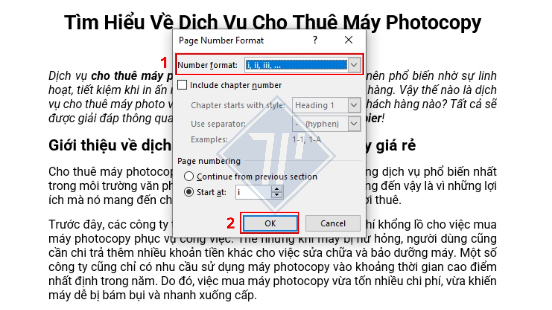 cách đánh số thứ tự trang trong word​