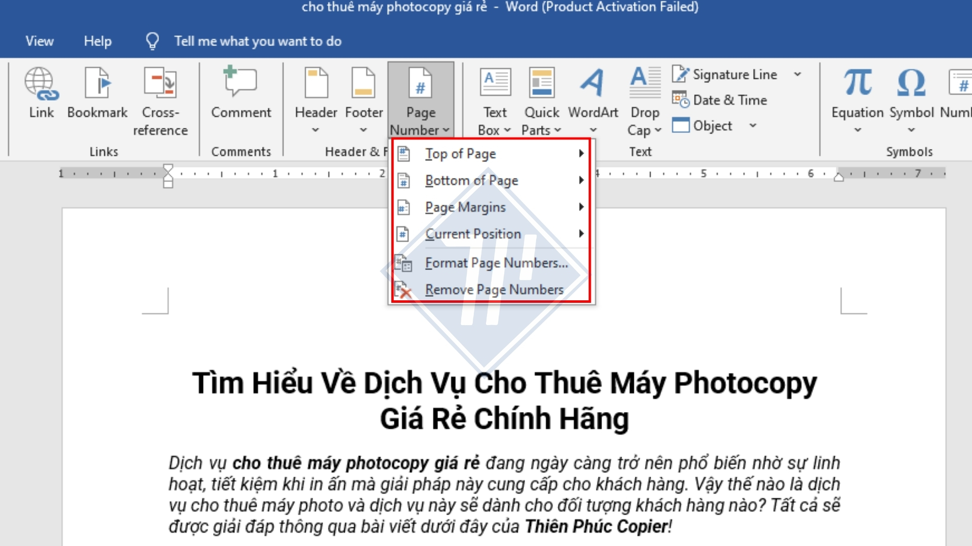 cách đánh số trang bất kỳ trong word​