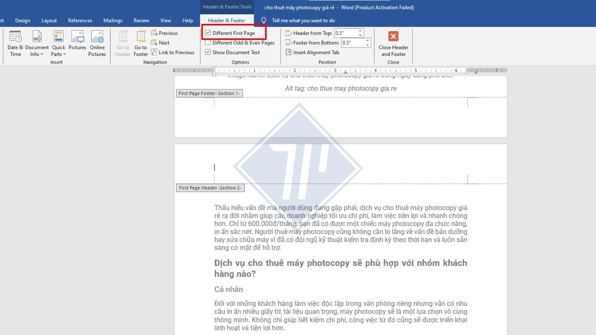 cách đánh số trang tự động trong word​