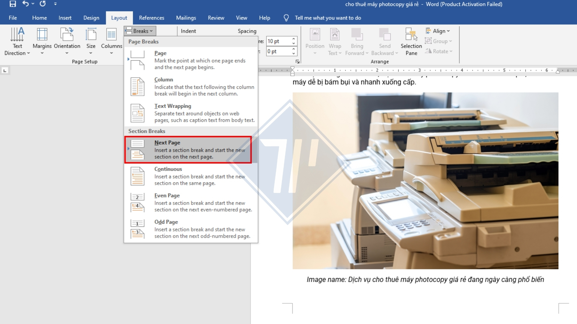 cách đánh dấu số trang trong word​