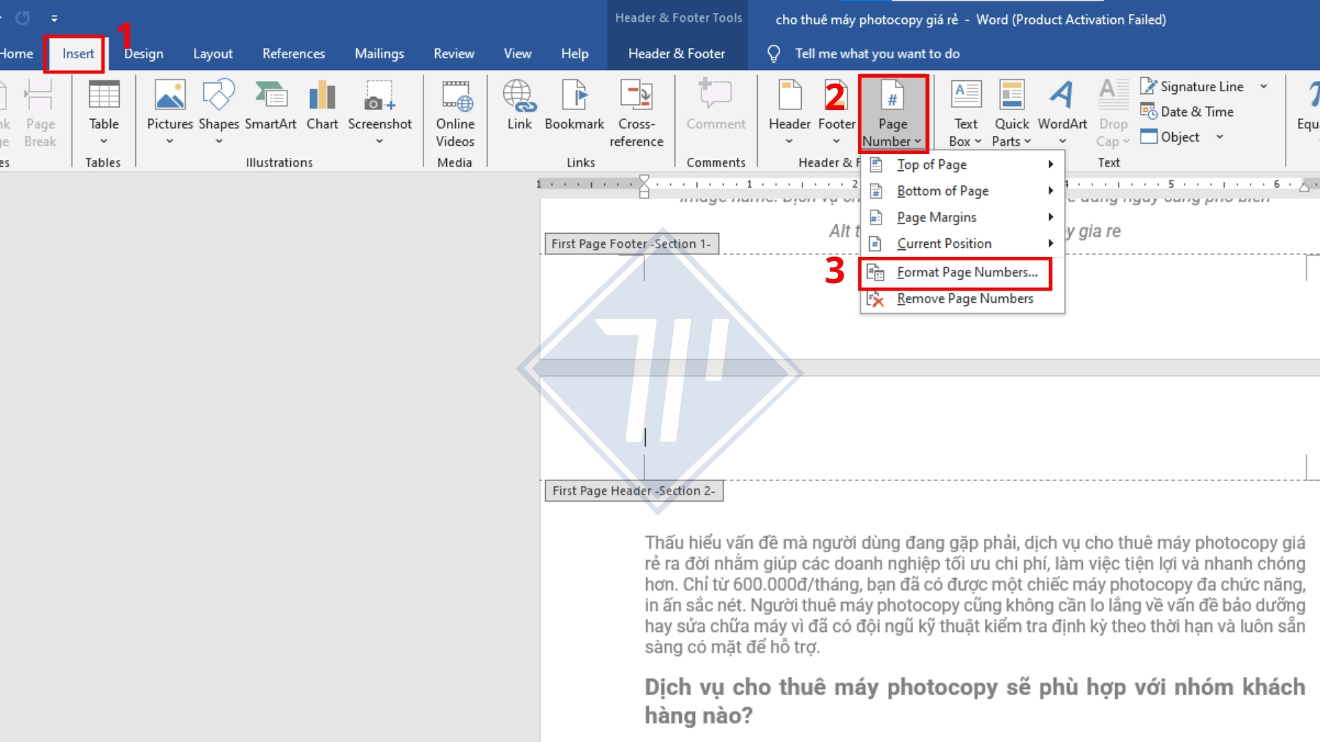 cách đánh số trang trong word 2016​
