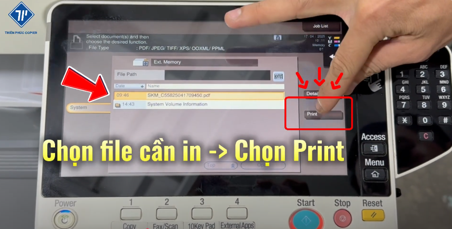 cách in và scan từ USB trên máy photocopy Konica 4