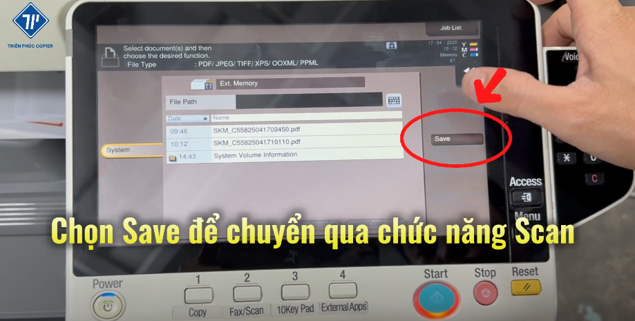cách in và scan từ USB trên máy photocopy Konica 8