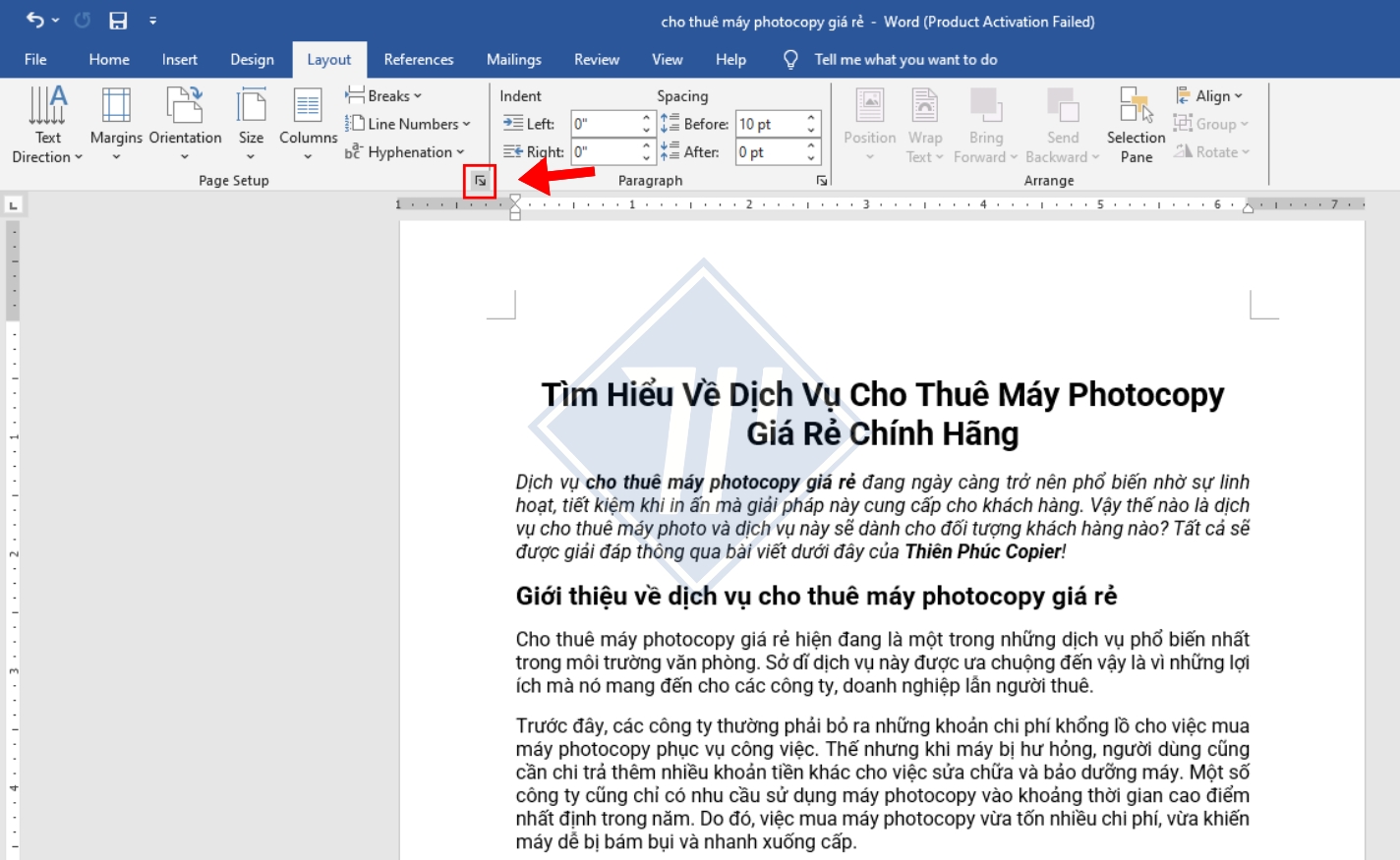 cách căn lề trong word 2010​