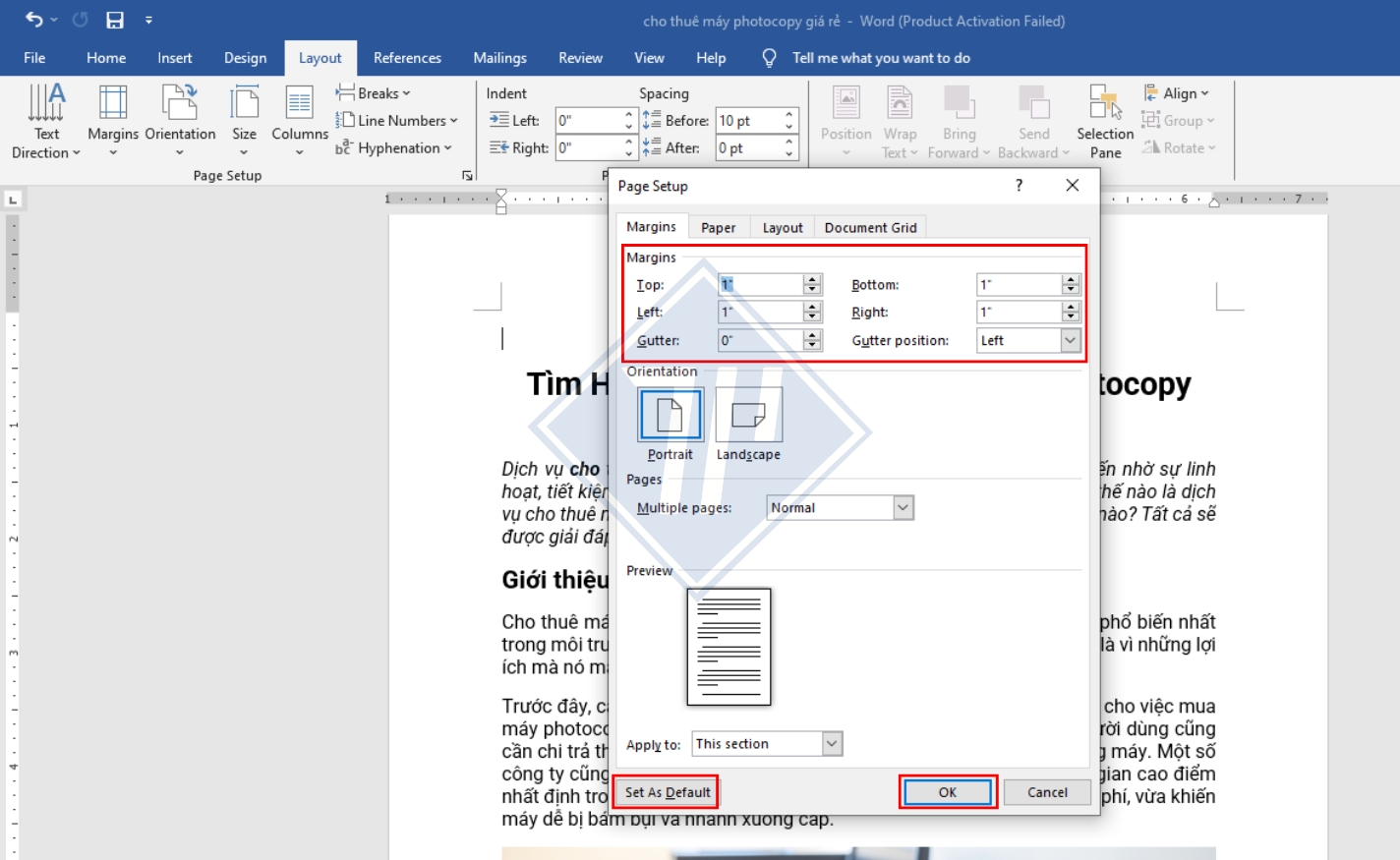 cách căn lề chuẩn trong word​