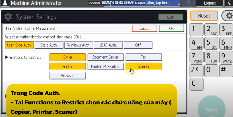 cài đặt user code trên máy photocopy ricoh 11
