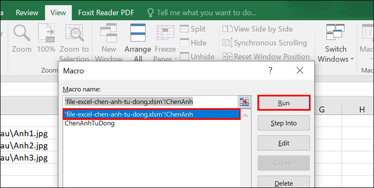 cách chèn nhiều hình ảnh vào excel