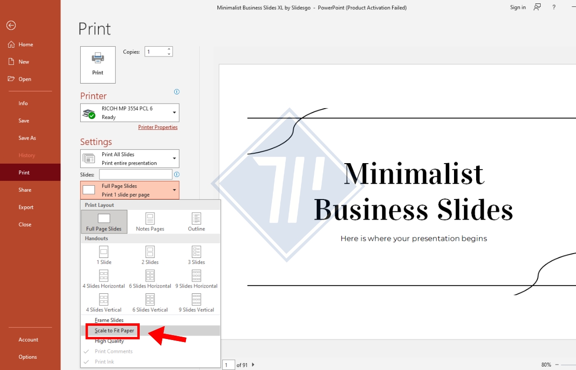 hướng dẫn cách chỉnh in powerpoint​