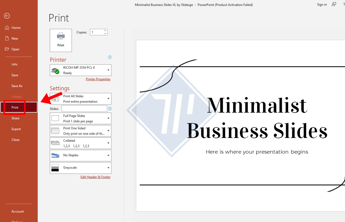 cách bỏ ngày tháng trong powerpoint khi in​