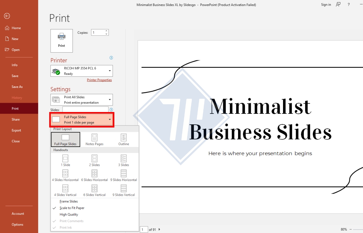 cách in powerpoint có ghi chú​