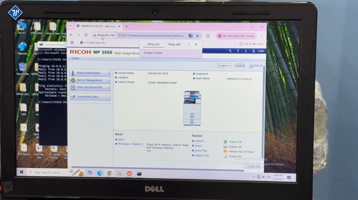 các bước kết nối máy photocopy ricoh với máy tính laptop