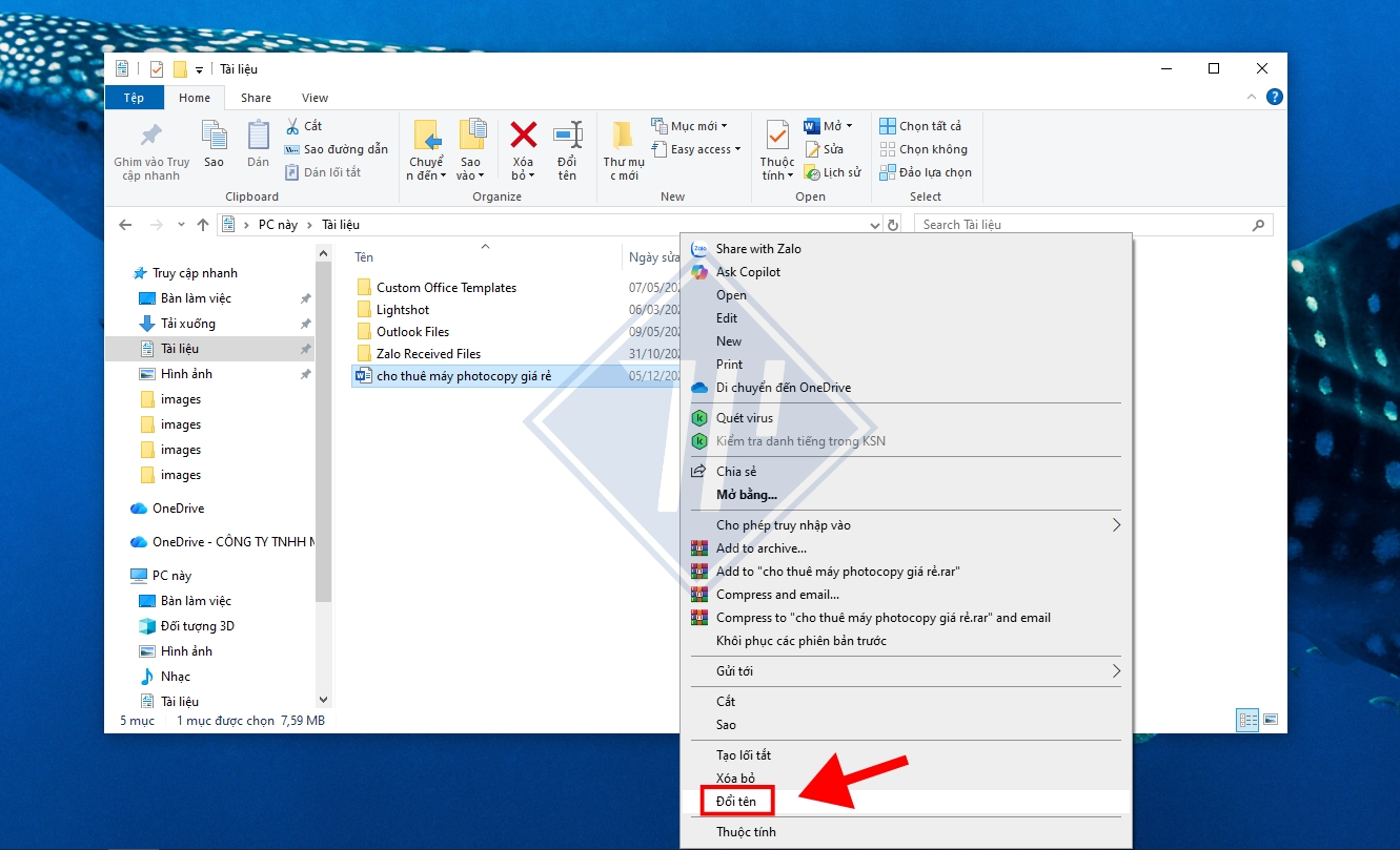 cách đổi tên file trong word 2016