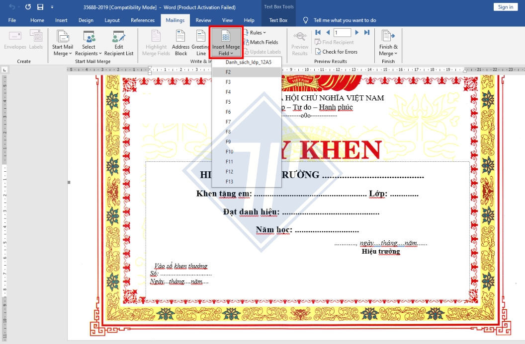 giấy in bằng khen​