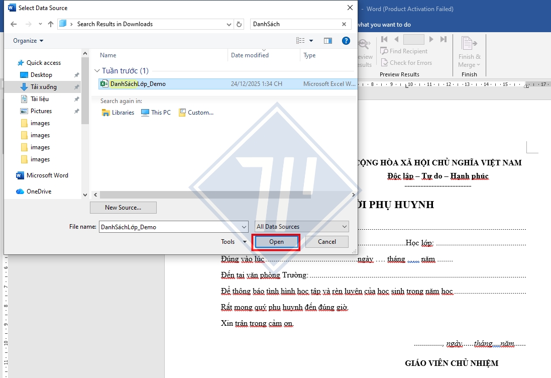 cách làm Mail Merge trong Word