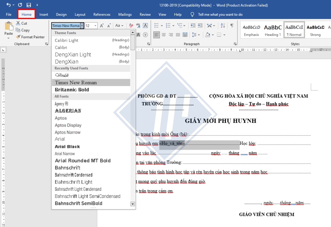Mail Merge trong Excel