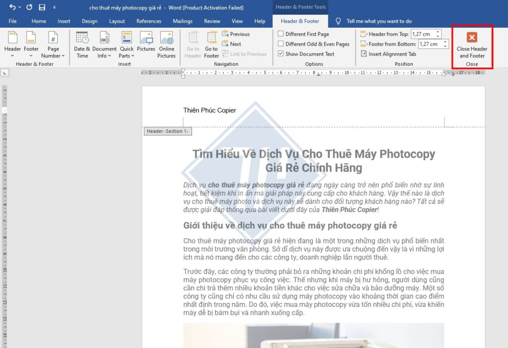 cách tạo footer trong word​