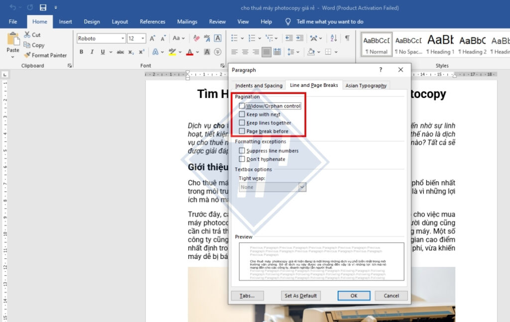 cách khắc phục lỗi nhảy trang trong word