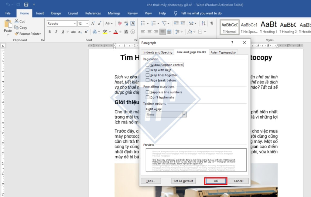 khắc phục lỗi nhảy trang trong word