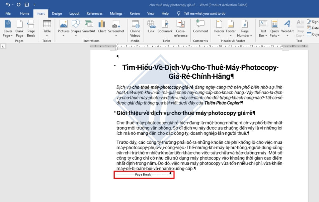 lỗi nhảy trang trong word 2016