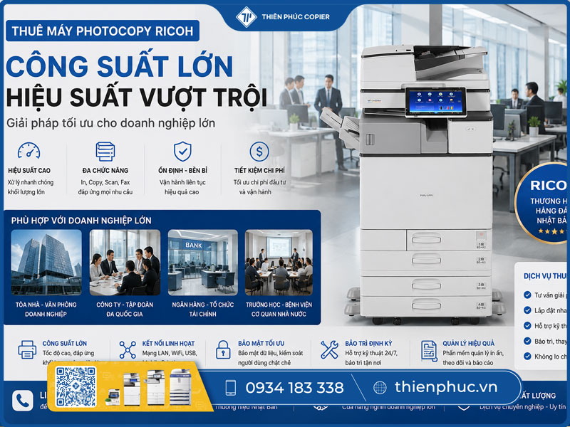 Thuê máy photocopy Ricoh công suất lớn